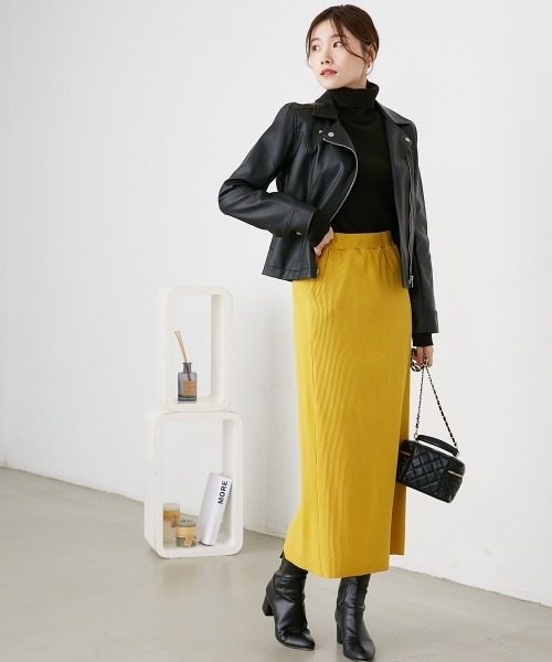 nissen（ニッセン）の「【低身長/高身長サイズ有】セルフカット　リブＩラインスカート（スカート・レディース・モカ/テラコッタ/ブラック/マスタード/ライトベージュ/ラベンダー/グリーン/チャコールグレー/杢グレー/ブラウン・M/L/LL/S/3L/PSS/PS/PM/PL/TM/TL/TLL/T3L/T4L/T5L）」の22枚目の写真