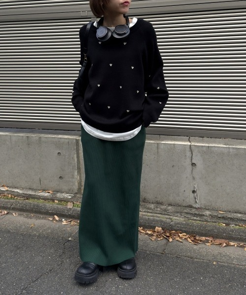 nissen（ニッセン）の「【低身長/高身長サイズ有】セルフカット　リブＩラインスカート（スカート・レディース・モカ/テラコッタ/ブラック/マスタード/ライトベージュ/ラベンダー/グリーン/チャコールグレー/杢グレー/ブラウン・M/L/LL/S/3L/PSS/PS/PM/PL/TM/TL/TLL/T3L/T4L/T5L）」の16枚目の写真