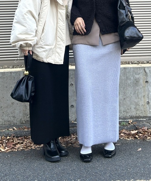 nissen（ニッセン）の「【低身長/高身長サイズ有】セルフカット　リブＩラインスカート（スカート・レディース・モカ/テラコッタ/ブラック/マスタード/ライトベージュ/ラベンダー/グリーン/チャコールグレー/杢グレー/ブラウン・M/L/LL/S/3L/PSS/PS/PM/PL/TM/TL/TLL/T3L/T4L/T5L）」の12枚目の写真