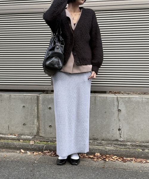 nissen（ニッセン）の「【低身長/高身長サイズ有】セルフカット　リブＩラインスカート（スカート・レディース・モカ/テラコッタ/ブラック/マスタード/ライトベージュ/ラベンダー/グリーン/チャコールグレー/杢グレー/ブラウン・M/L/LL/S/3L/PSS/PS/PM/PL/TM/TL/TLL/T3L/T4L/T5L）」の14枚目の写真