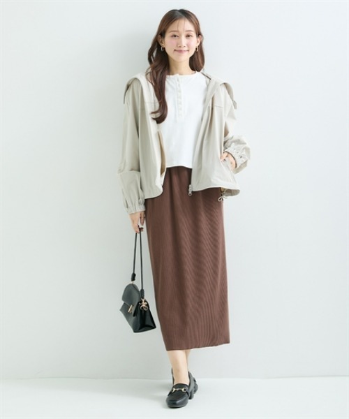 nissen（ニッセン）の「【低身長/高身長サイズ有】セルフカット　リブＩラインスカート（スカート・レディース・モカ/テラコッタ/ブラック/マスタード/ライトベージュ/ラベンダー/グリーン/チャコールグレー/杢グレー/ブラウン・M/L/LL/S/3L/PSS/PS/PM/PL/TM/TL/TLL/T3L/T4L/T5L）」の21枚目の写真