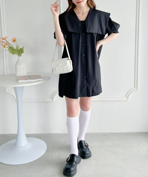 セール】【23S/S】スクエアセーラーチュニックミニワンピース