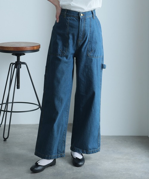 ElegChic(エレグシック)の「ボーイッシュペインターパンツ(デニムパンツ・レディース・ブルー/ワンウォッシュ/ネイビー・M/L/XL/3L/4L)」の4枚目の写真