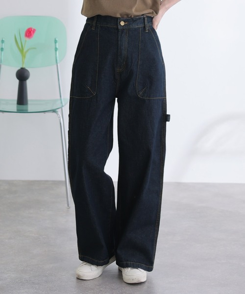 ElegChic(エレグシック)の「ボーイッシュペインターパンツ(デニムパンツ・レディース・ブルー/ワンウォッシュ/ネイビー・M/L/XL/3L/4L)」の12枚目の写真