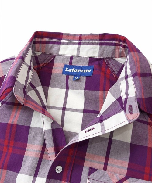 Lafayette（ラファイエット）の「LAFAYETTE RAGLAN CHECK SHIRT（シャツ/ブラウス・メンズ・オレンジ/パープル・M）」の8枚目の写真