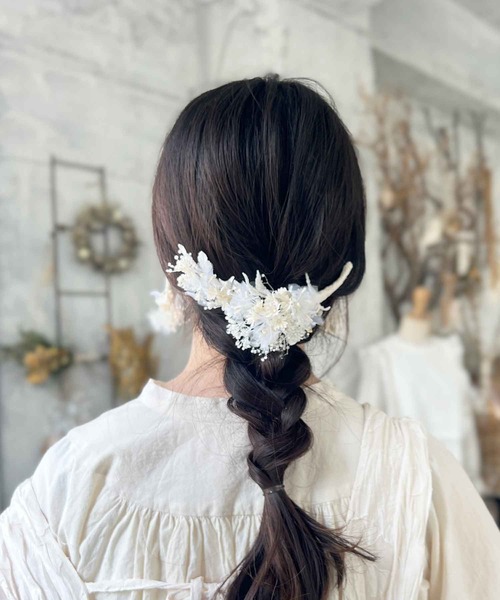 m.soeur(エムスール)の「かすみ草と撫子のブーケコサージュ(ブローチ/コサージュ・レディース・ホワイト・FREE)」の5枚目の写真