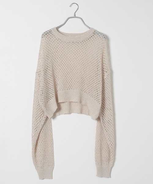 PBLIM（ページボーイリム）の「PAGEBOYLIM/ザックリメッシュプル（ニット/セーター・レディース・ブラック/カーキ/クリーム・FREE）」の6枚目の写真