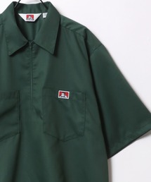 BEN DAVIS | BEN DAVIS/ベンデイビス HALF ZIP SHIRT/オーバーサイズ ロゴピスネーム ワンポイント刺繍 ハーフジップ 半袖シャツ(シャツ/ブラウス)