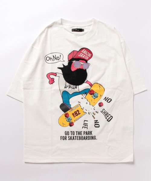 JUGLANS(ユグランス)の「RINGS スケボーおじさんTEE(Tシャツ/カットソー・メンズ・ブラック/オフホワイト/イエロー・M/L)」の2枚目の写真