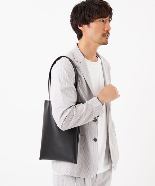 green label relaxing（グリーンレーベルリラクシング）の「GLR PVC トートバッグ タテ（ショルダーバッグ・メンズ・ダークグレー/ブラック・FREE）」の4枚目の写真