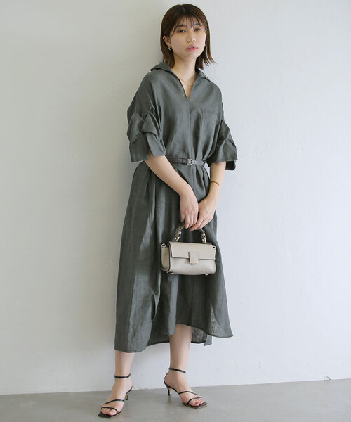 TICCA/ティッカ】別注リネンツイストスリーブワンピース