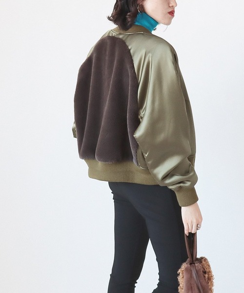 エコファー切替サテンミリタリーブルゾン