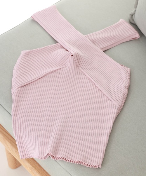 SAISON DE PAPILLON（セゾンドパピヨン）の「リブ編み3way サマーニットトップス（タンクトップ・レディース・ピンク/ブラック/マスタード/ピンクベージュ・L/M）」の6枚目の写真