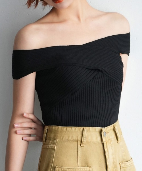 SAISON DE PAPILLON（セゾンドパピヨン）の「リブ編み3way サマーニットトップス（タンクトップ・レディース・ピンク/ブラック/マスタード/ピンクベージュ・L/M）」の11枚目の写真