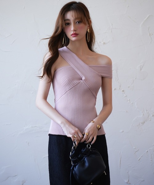 SAISON DE PAPILLON（セゾンドパピヨン）の「リブ編み3way サマーニットトップス（タンクトップ・レディース・ピンク/ブラック/マスタード/ピンクベージュ・L/M）」の21枚目の写真