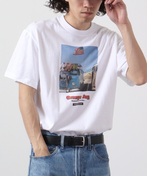   半袖 クルーネック 風景プリント トップス Tシャツ フォルクスワーゲン tシャツ VOLKS WAGEN 刺繍＆プリントクルー