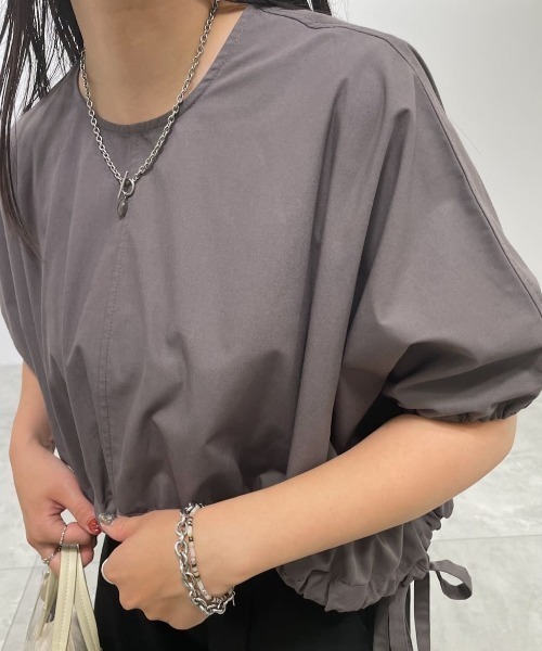 ELENCARE DUE(エレンカーレデュエ)の「・ELENCARE DUEドルマンショートプルオーバー(Tシャツ/カットソー・レディース・チャコールグレー/オフホワイト/ブラック・FREE)」の1枚目の写真