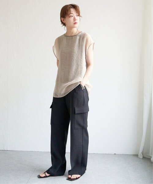 notch.（ノッチ）の「オーガンジーTブラウス フレンチスリーブ（シャツ/ブラウス・レディース・オフホワイト/グレー/ブラック・M）」の4枚目の写真