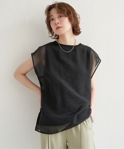 notch.（ノッチ）の「オーガンジーTブラウス フレンチスリーブ（シャツ/ブラウス・レディース・オフホワイト/グレー/ブラック・M）」の11枚目の写真