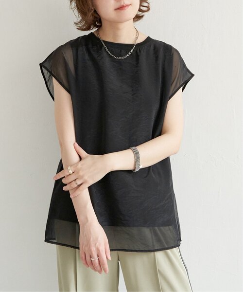 notch.（ノッチ）の「オーガンジーTブラウス フレンチスリーブ（シャツ/ブラウス・レディース・オフホワイト/グレー/ブラック・M）」の9枚目の写真