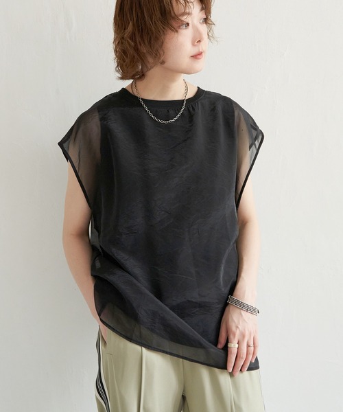 notch.（ノッチ）の「オーガンジーTブラウス フレンチスリーブ（シャツ/ブラウス・レディース・オフホワイト/グレー/ブラック・M）」の19枚目の写真