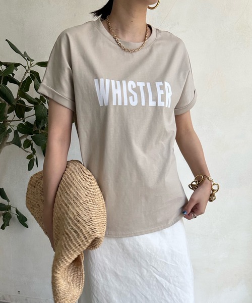 DouDou(ドゥドゥ)の「【WEB限定】 WHISTLER 布帛ドッキングTEE(Tシャツ/カットソー・レディース・チャコールグレー/オフホワイト/ベージュ・FREE)」の1枚目の写真