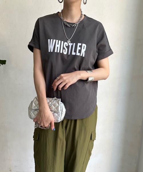 DouDou(ドゥドゥ)の「【WEB限定】 WHISTLER 布帛ドッキングTEE(Tシャツ/カットソー・レディース・チャコールグレー/オフホワイト/ベージュ・FREE)」の3枚目の写真