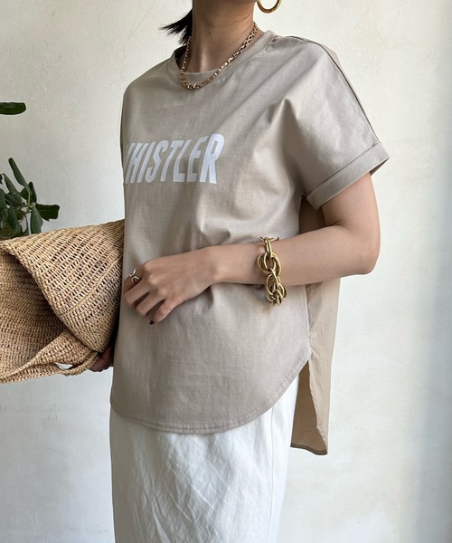 DouDou(ドゥドゥ)の「【WEB限定】 WHISTLER 布帛ドッキングTEE(Tシャツ/カットソー・レディース・チャコールグレー/オフホワイト/ベージュ・FREE)」の7枚目の写真