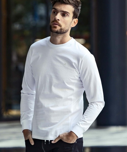 1PIU1UGUALE3 RELAX(ウノピゥウノウグァーレトレ リラックス)ラインストーンサークルロゴロングTシャツ（Tシャツ/カットソー）｜1PIU1UGUALE3 RELAX （ウノピゥウノウグァーレトレ リラックス）