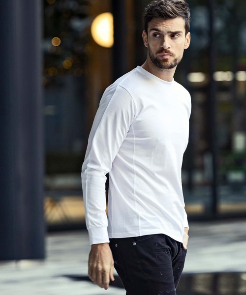 1PIU1UGUALE3 RELAX(ウノピゥウノウグァーレトレ リラックス)ラインストーンサークルロゴロングTシャツ（Tシャツ/カットソー）｜1PIU1UGUALE3 RELAX （ウノピゥウノウグァーレトレ リラックス）