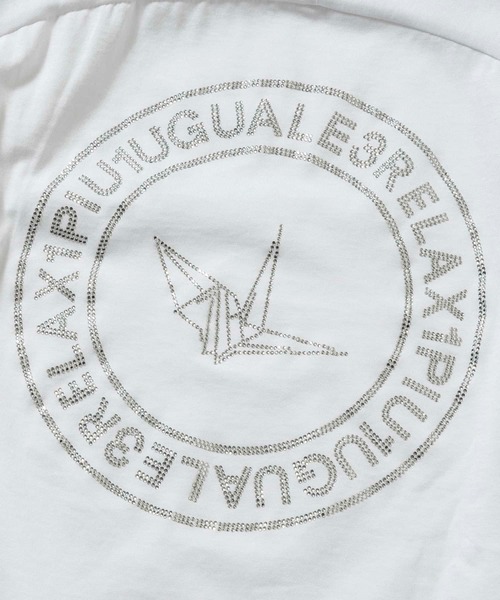 1PIU1UGUALE3 RELAX(ウノピゥウノウグァーレトレ リラックス)ラインストーンサークルロゴロングTシャツ（Tシャツ/カットソー）｜1PIU1UGUALE3 RELAX （ウノピゥウノウグァーレトレ リラックス）