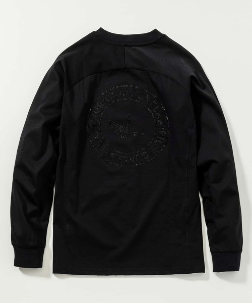 1PIU1UGUALE3 RELAX(ウノピゥウノウグァーレトレ リラックス)ラインストーンサークルロゴロングTシャツ（Tシャツ/カットソー）｜1PIU1UGUALE3 RELAX （ウノピゥウノウグァーレトレ リラックス）