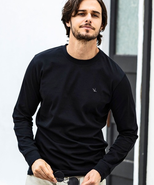 1PIU1UGUALE3 RELAX(ウノピゥウノウグァーレトレ リラックス)ラインストーンサークルロゴロングTシャツ（Tシャツ/カットソー）｜1PIU1UGUALE3 RELAX （ウノピゥウノウグァーレトレ リラックス）