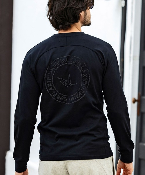 1PIU1UGUALE3 RELAX(ウノピゥウノウグァーレトレ リラックス)ラインストーンサークルロゴロングTシャツ（Tシャツ/カットソー）｜1PIU1UGUALE3 RELAX （ウノピゥウノウグァーレトレ リラックス）