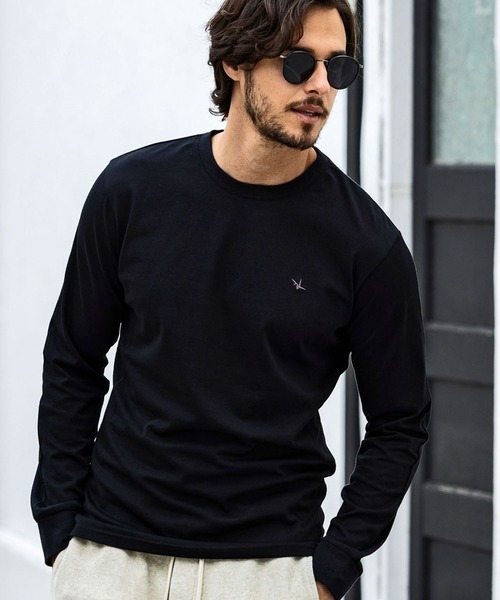 1PIU1UGUALE3 RELAX(ウノピゥウノウグァーレトレ リラックス)ラインストーンサークルロゴロングTシャツ（Tシャツ/カットソー）｜1PIU1UGUALE3 RELAX （ウノピゥウノウグァーレトレ リラックス）