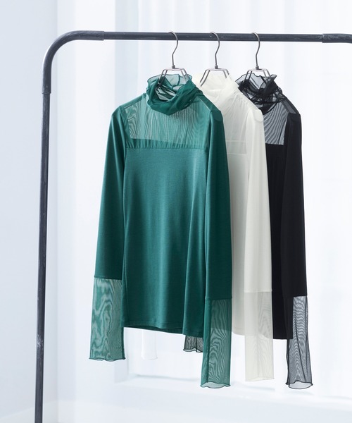 YU'NOW（ユナウ）の「【吸湿発熱】【抗菌防臭】ハイネックシアーインナー（インナーウェア/肌着・レディース・グリーン/オフホワイト/ブラック・S/L/M）」の4枚目の写真
