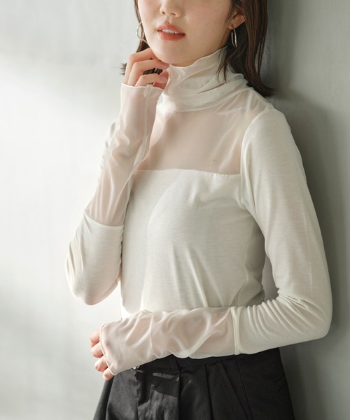 YU'NOW（ユナウ）の「【吸湿発熱】【抗菌防臭】ハイネックシアーインナー（インナーウェア/肌着・レディース・グリーン/オフホワイト/ブラック・S/L/M）」の18枚目の写真