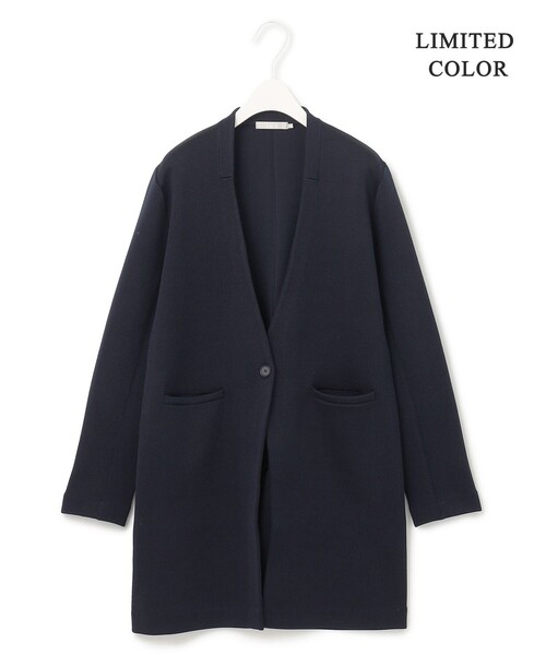 ICB(アイシービー)の「【洗える】シンセティックヤーンスムース ロングニットジャケット(ノーカラージャケット・レディース・黄土色系/ネイビー系/ブラック系/ライトイエロー系・X-SMALL/MEDIUM/SMALL)」の16枚目の写真