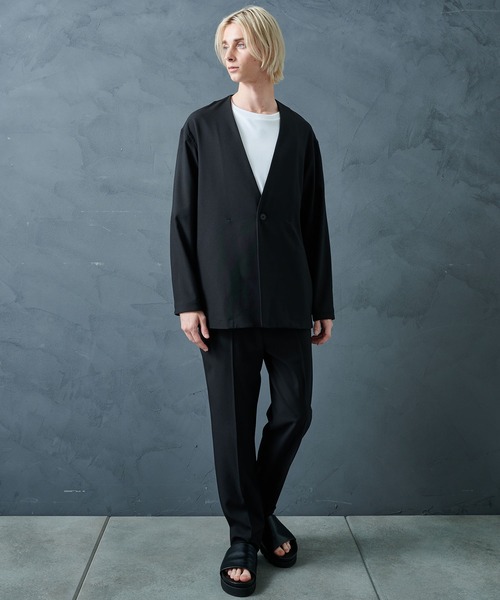 STUDIOUS（ステュディオス）の「【PUBLIC TOKYO/パブリックトウキョウ】GRクロスノーカラージャケット（ノーカラージャケット・メンズ・ベージュ/ダークグレー/ブラック・1/2/3）」の15枚目の写真