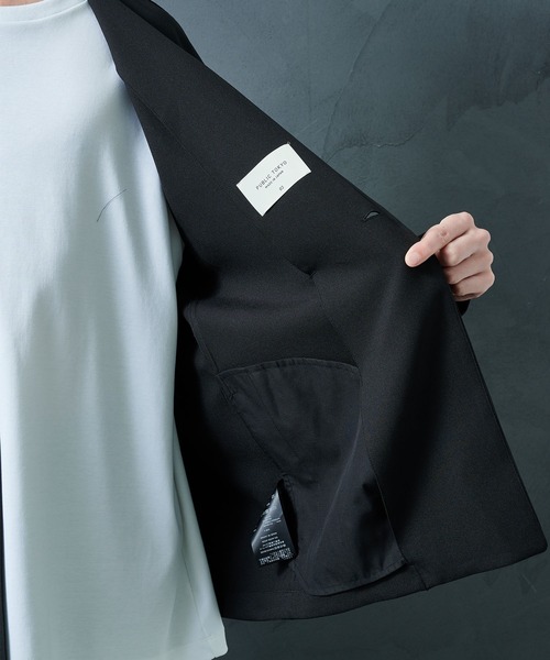 STUDIOUS（ステュディオス）の「【PUBLIC TOKYO/パブリックトウキョウ】GRクロスノーカラージャケット（ノーカラージャケット・メンズ・ベージュ/ダークグレー/ブラック・1/2/3）」の12枚目の写真