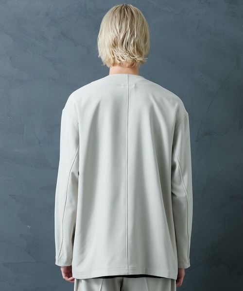 STUDIOUS（ステュディオス）の「【PUBLIC TOKYO/パブリックトウキョウ】GRクロスノーカラージャケット（ノーカラージャケット・メンズ・ベージュ/ダークグレー/ブラック・1/2/3）」の10枚目の写真