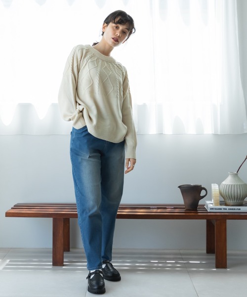 pairmanon(ペアマノン)の「【かぞくおそろい】【大人ユニセックス】ニット 求心柄 ケーブル編み プルオーバー(ニット/セーター・レディース・ベージュ/チャコールグレー/アイボリー/ブラウン・L/M)」の6枚目の写真