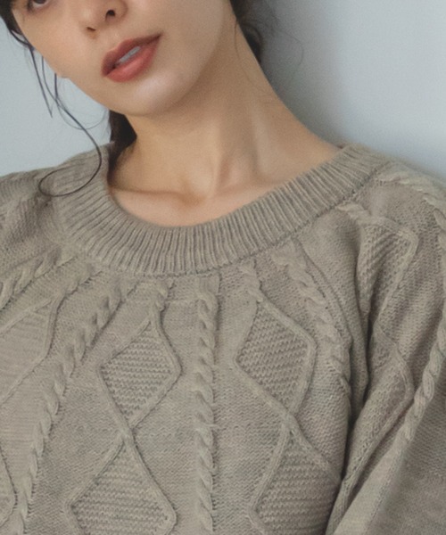 pairmanon(ペアマノン)の「【かぞくおそろい】【大人ユニセックス】ニット 求心柄 ケーブル編み プルオーバー(ニット/セーター・レディース・ベージュ/チャコールグレー/アイボリー/ブラウン・L/M)」の10枚目の写真