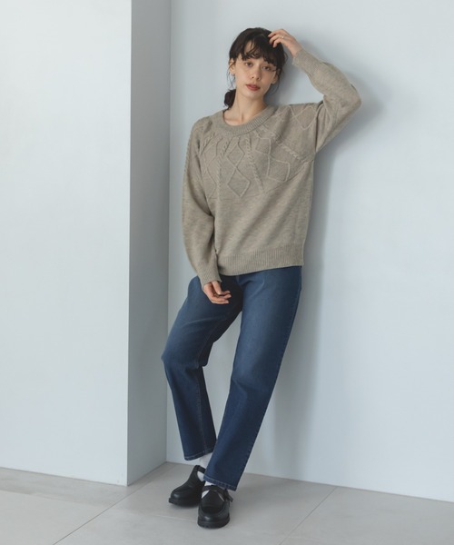 pairmanon(ペアマノン)の「【かぞくおそろい】【大人ユニセックス】ニット 求心柄 ケーブル編み プルオーバー(ニット/セーター・レディース・ベージュ/チャコールグレー/アイボリー/ブラウン・L/M)」の11枚目の写真