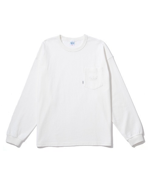 KEBOZ（ケボズ）の「POCKET L/S TEE（Tシャツ/カットソー・メンズ・ネイビー/オレンジ/グリーン/ホワイト/パープル/オリーブ系/ブラウン/サックスブルー/ブルー/バーガンディー/クリーム/ブラック/マスタード/スカイブルー/ミックスグレー・S/M/XL/2XL/L）」の2枚目の写真