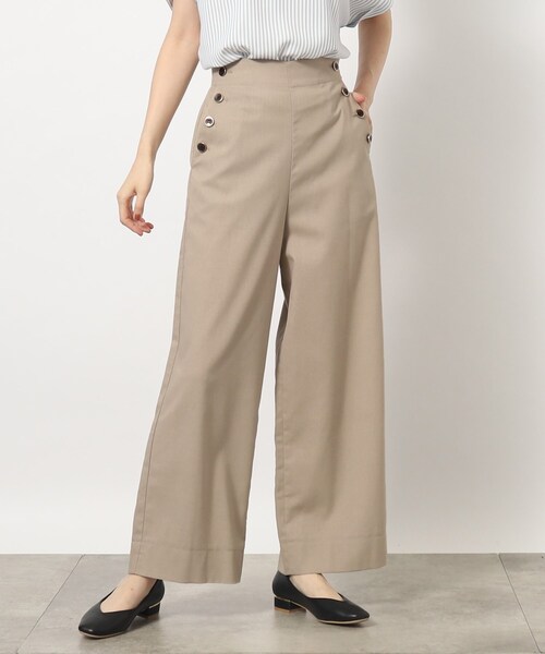 grove（グローブ）の「◆麻混マリンワイドパンツ（その他パンツ・レディース・カーキ/ライトベージュ/ブラック・01/02/03/04/05）」の3枚目の写真