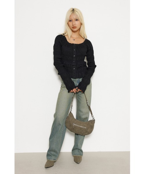 LAGUA GEM（ラグアジェム）の「2WAY WRINKLE トップス（シャツ/ブラウス・レディース・ブラック/ホワイト・FREE）」の10枚目の写真