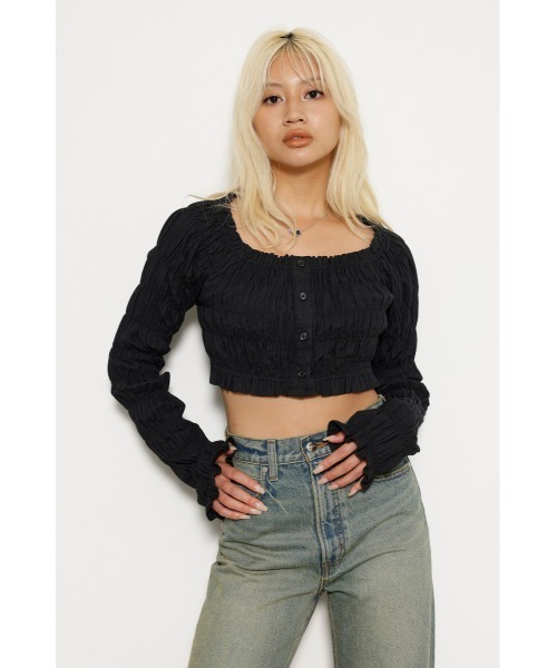 LAGUA GEM（ラグアジェム）の「2WAY WRINKLE トップス（シャツ/ブラウス・レディース・ブラック/ホワイト・FREE）」の12枚目の写真