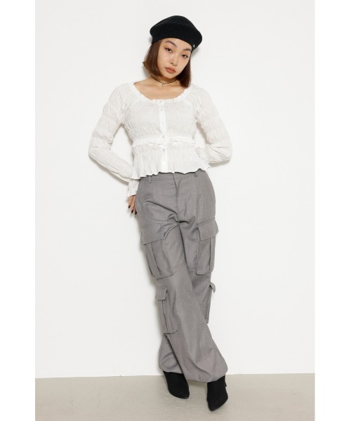 LAGUA GEM（ラグアジェム）の「2WAY WRINKLE トップス（シャツ/ブラウス・レディース・ブラック/ホワイト・FREE）」の13枚目の写真