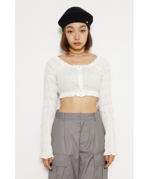 LAGUA GEM（ラグアジェム）の「2WAY WRINKLE トップス（シャツ/ブラウス・レディース・ブラック/ホワイト・FREE）」の4枚目の写真